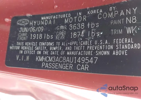 2010 Hyundai Accent Gs from USA, damaged, VIN KMHCM3AC8AU149547